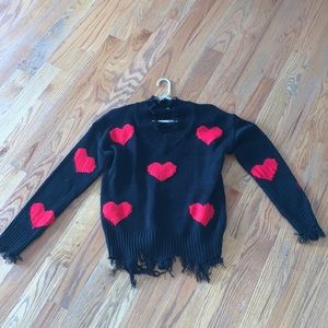 black with red hearts sweater brand new never worn